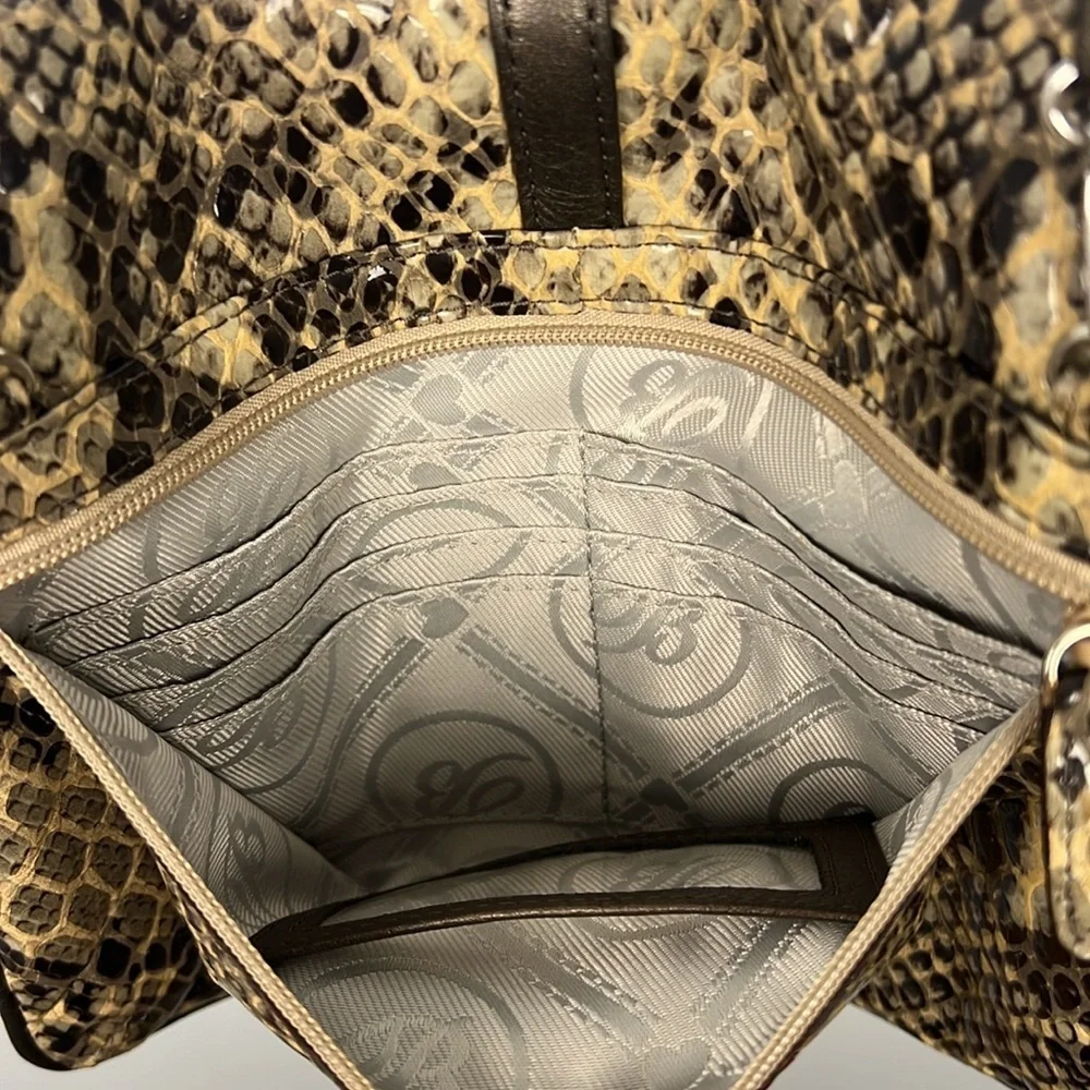 Brighton Snakeskin Crossbody Bag - Brown and Black